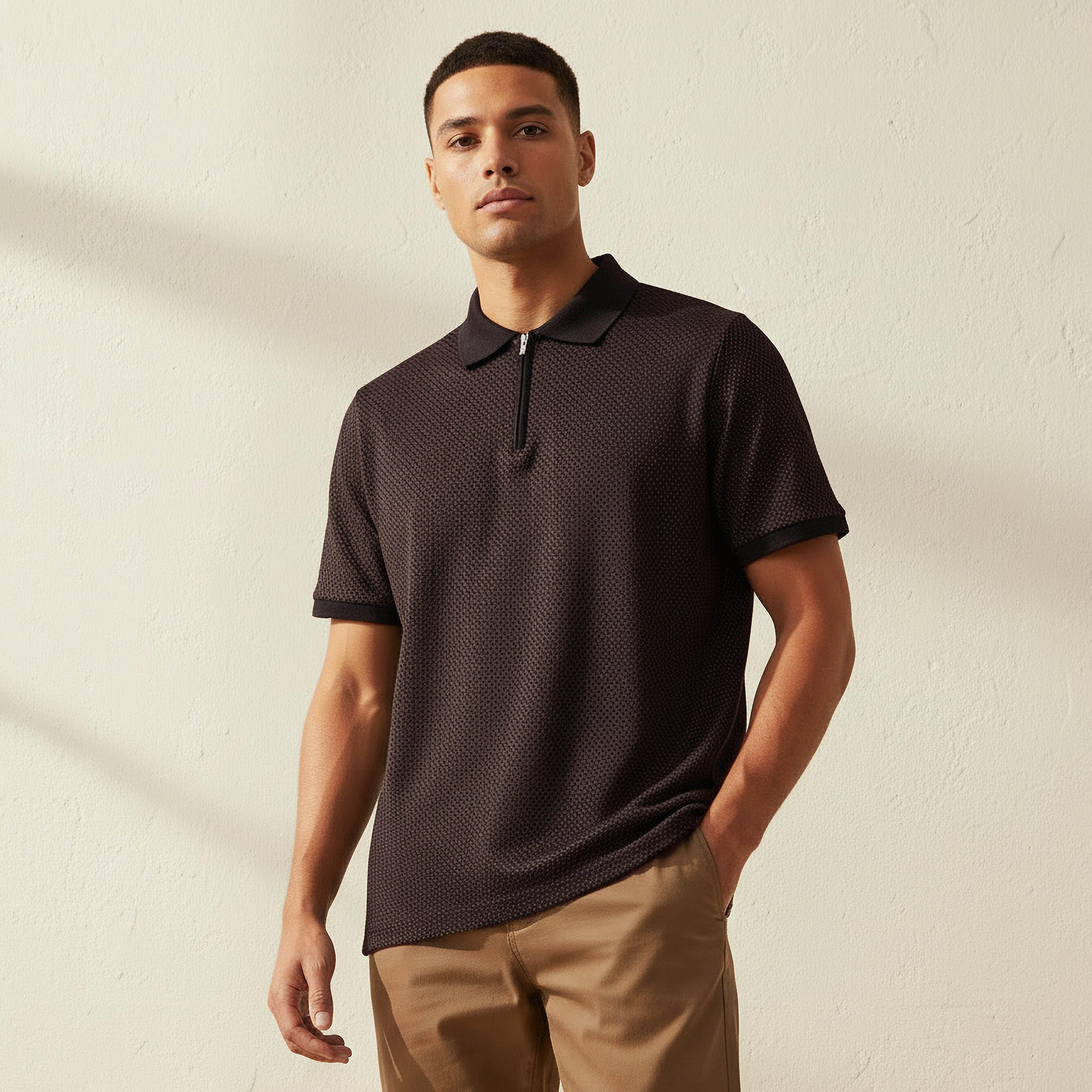 Men Short Sleeve Textured Polo T-shirt-PROMO_SP_BH_RGCC_BUY2FOR11_040325-image-1