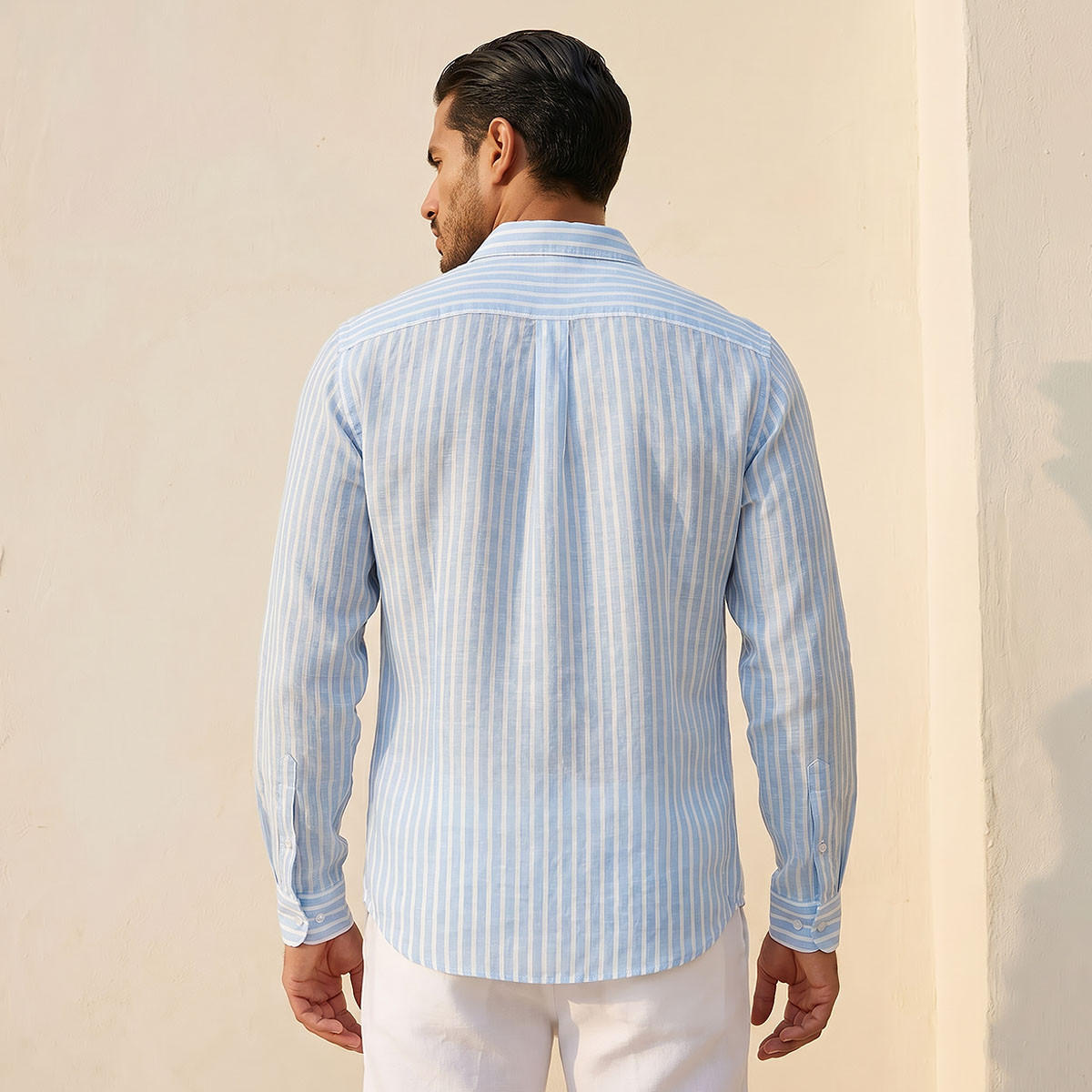Men Slim Fit Collared Striped Long Sleeve Shirt-men-clothing-shirts-image-4