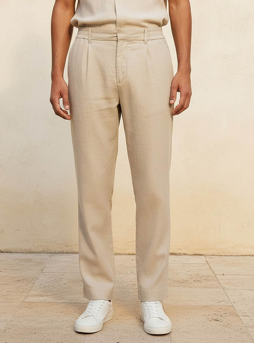 Men Regular Fit Linen Blend Trousers-men-clothing-bottoms-trousersandchinos-trousers-image-1