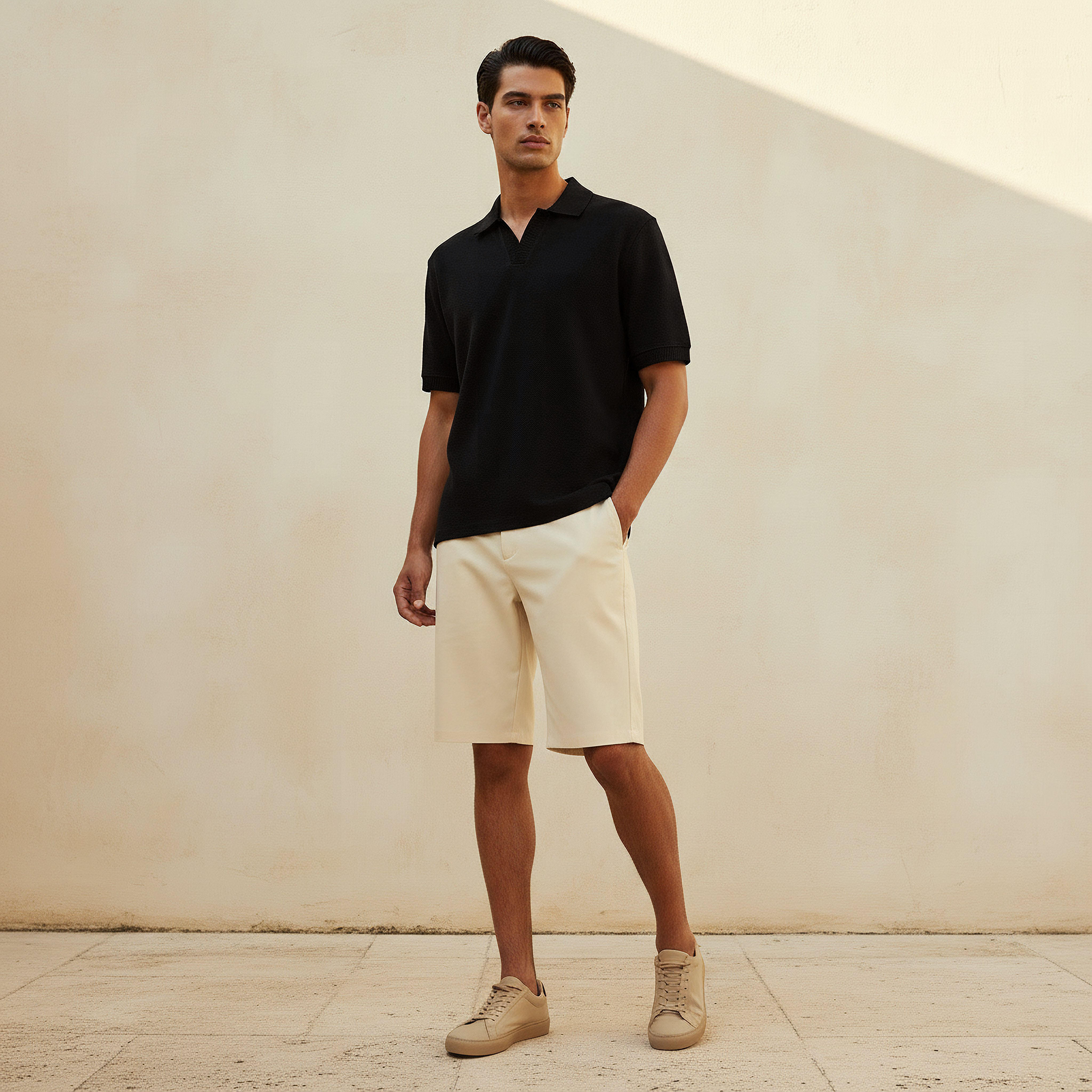 Men Short Sleeves Textured Johnny Collar Polo T-shirt-men-clothing-tshirtsandpolos-polos-image-3