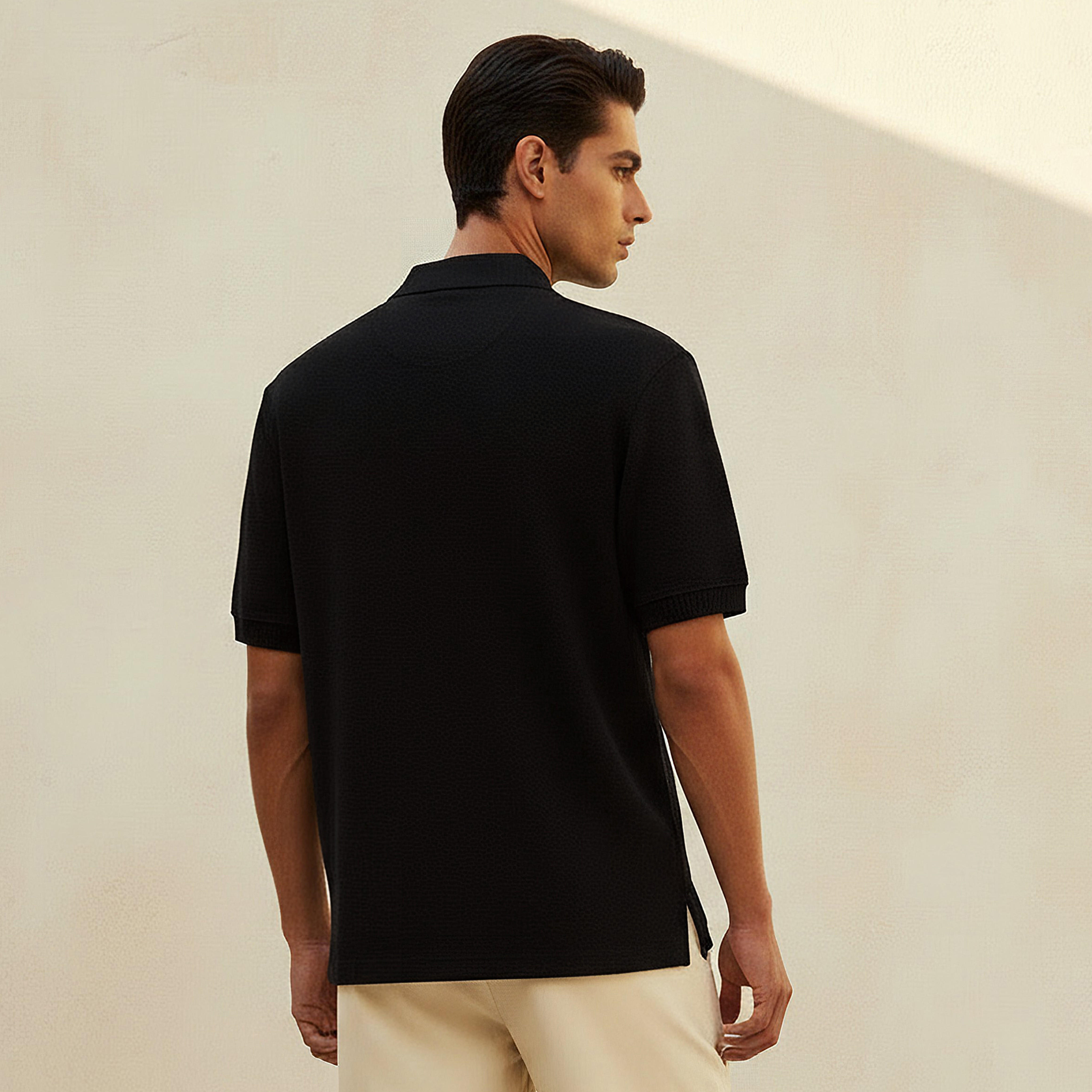 Men Short Sleeves Textured Johnny Collar Polo T-shirt-men-clothing-tshirtsandpolos-polos-image-4
