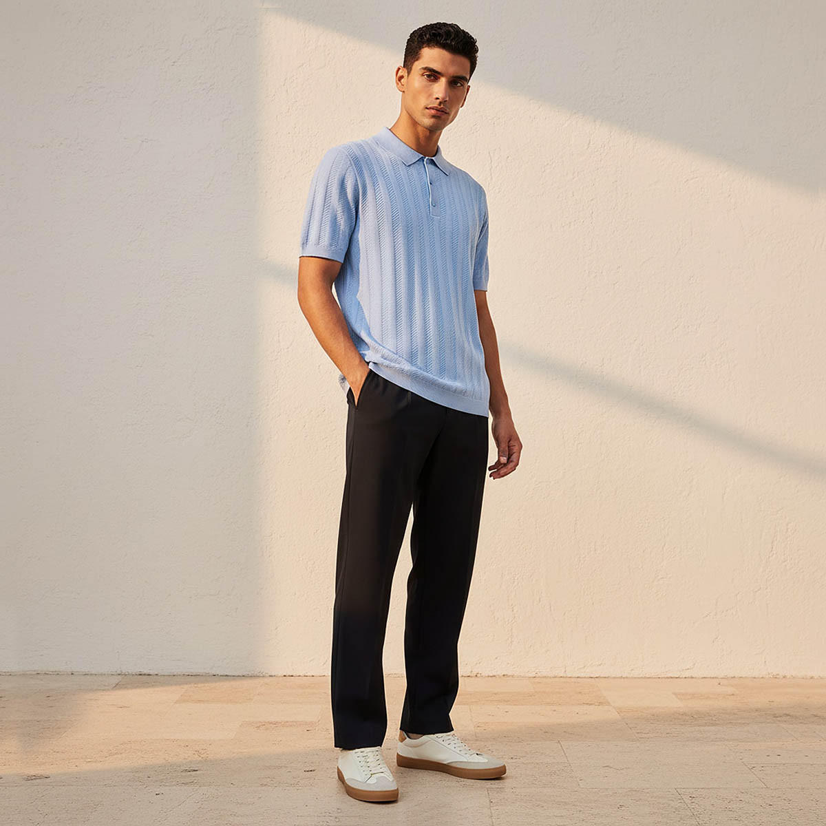 تيشيرت بولو رجالي بارز الملمس بأكمام قصيرة-men-clothing-tshirtsandpolos-polos-image-3