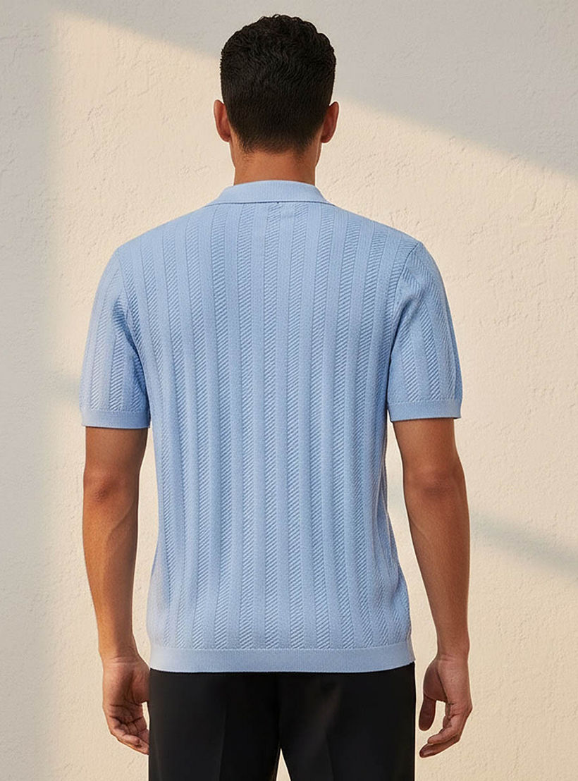 تيشيرت بولو رجالي بارز الملمس بأكمام قصيرة-men-clothing-tshirtsandpolos-polos-image-4