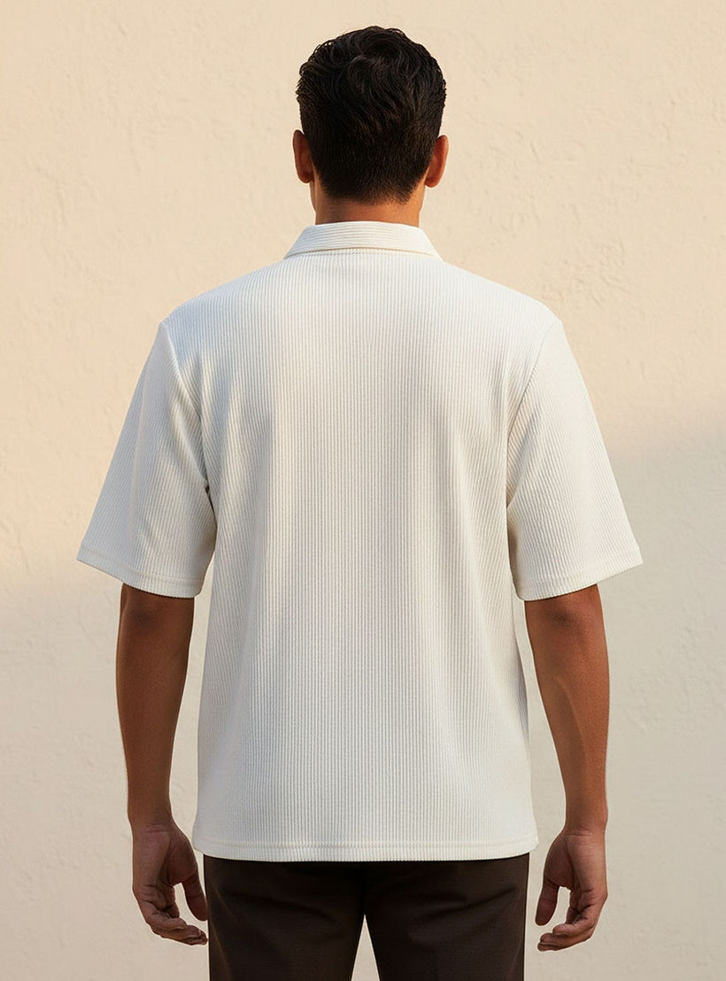 Splash Smart Regular Fit Collared Textured Short Sleeves Shirt-men-clothing-shirts-image-4