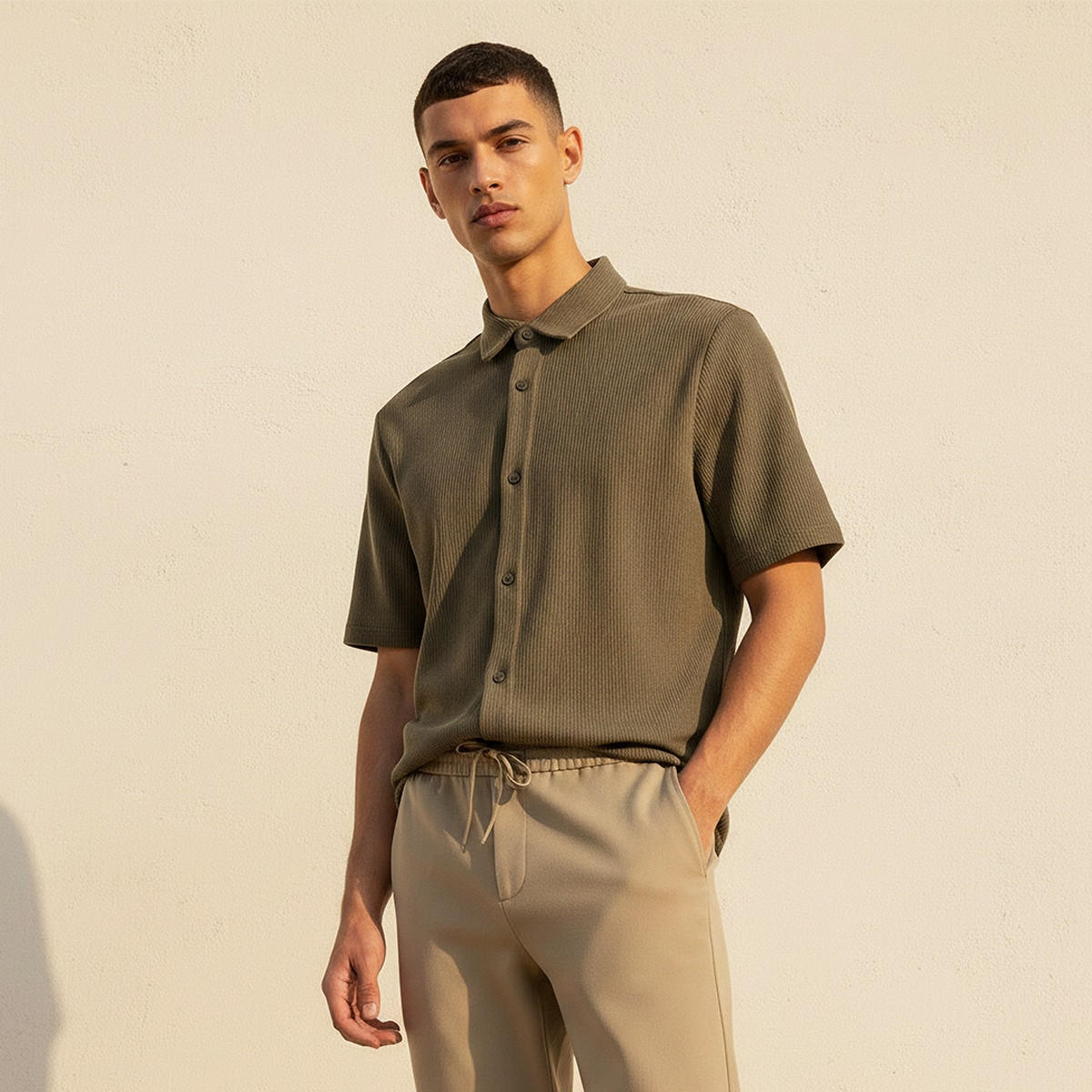 Splash Smart Regular Fit Collared Textured Short Sleeves Shirt-men-clothing-shirts-image-1