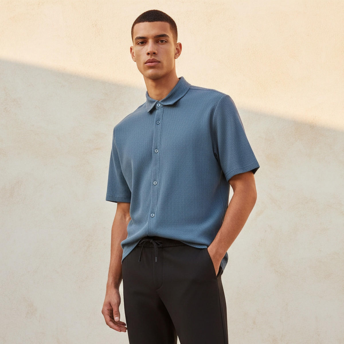 Splash Smart Regular Fit Collared Textured Short Sleeves Shirt-men-clothing-shirts-image-1