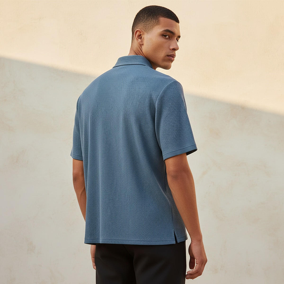 Splash Smart Regular Fit Collared Textured Short Sleeves Shirt-men-clothing-shirts-image-4