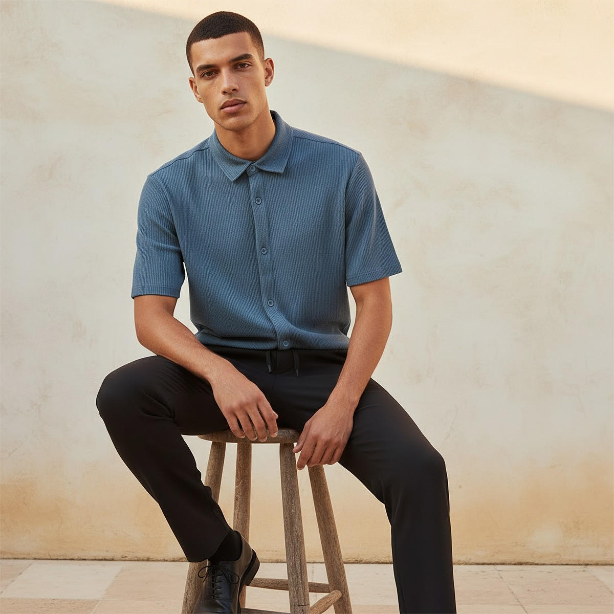 Splash Smart Regular Fit Collared Textured Short Sleeves Shirt-men-clothing-shirts-image-5