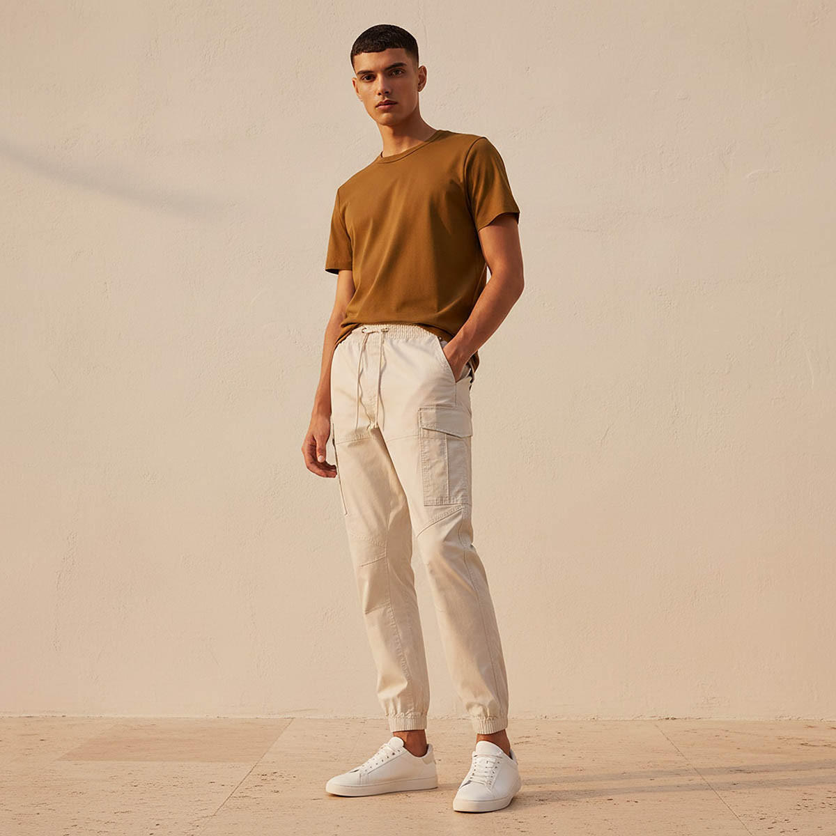 Men Baggy Fit Cargo Joggers with Drawstring Closure-men-clothing-bottoms-joggers-image-3