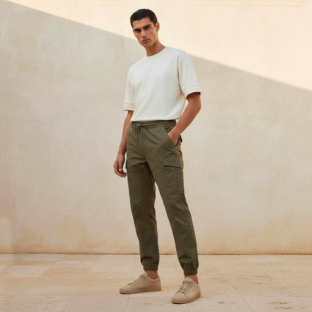 Men Baggy Fit Cargo Joggers with Drawstring Closure-men-clothing-bottoms-joggers-image-3