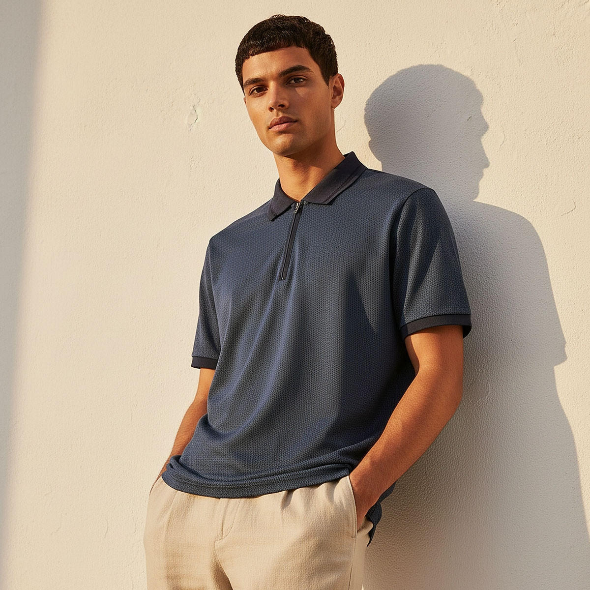 تيشيرت بولو بارز الملمس بأكمام قصيرة من سبلاش سمارت-men-clothing-tshirtsandpolos-polos-image-1