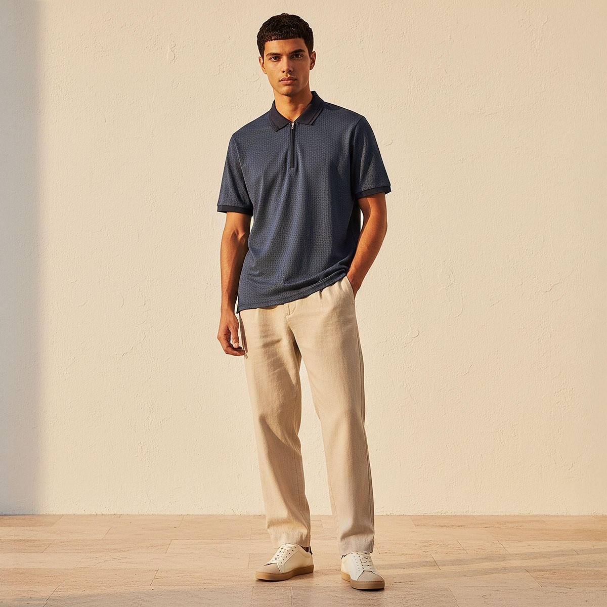 تيشيرت بولو بارز الملمس بأكمام قصيرة من سبلاش سمارت-men-clothing-tshirtsandpolos-polos-image-3