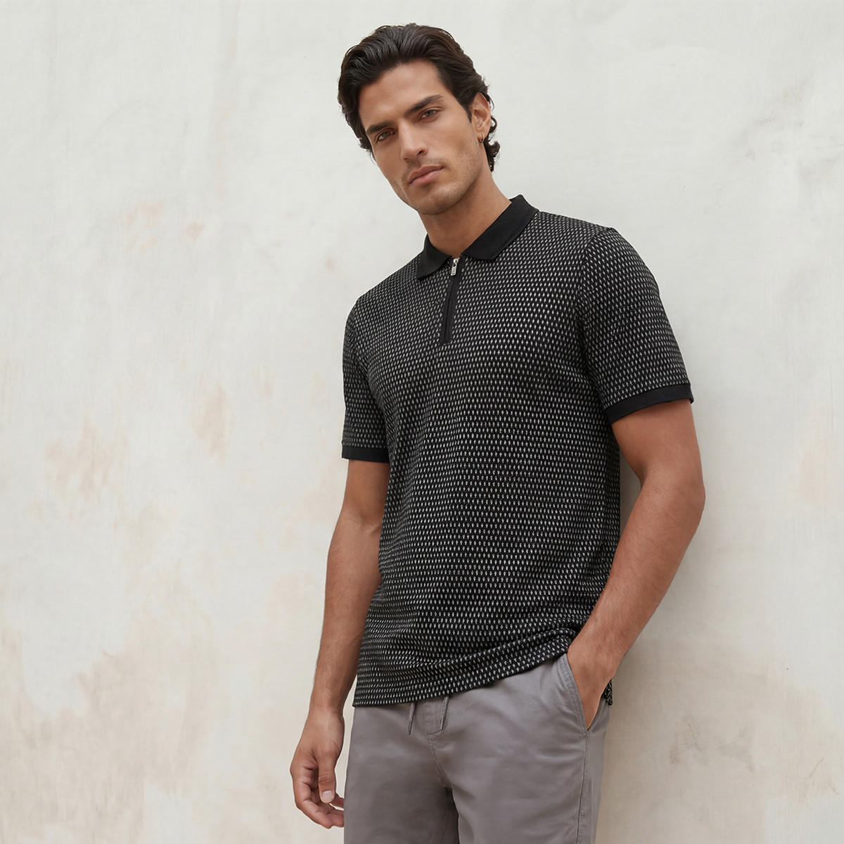 تيشيرت بولو بارز الملمس بأكمام قصيرة من سبلاش سمارت-men-clothing-tshirtsandpolos-polos-image-1