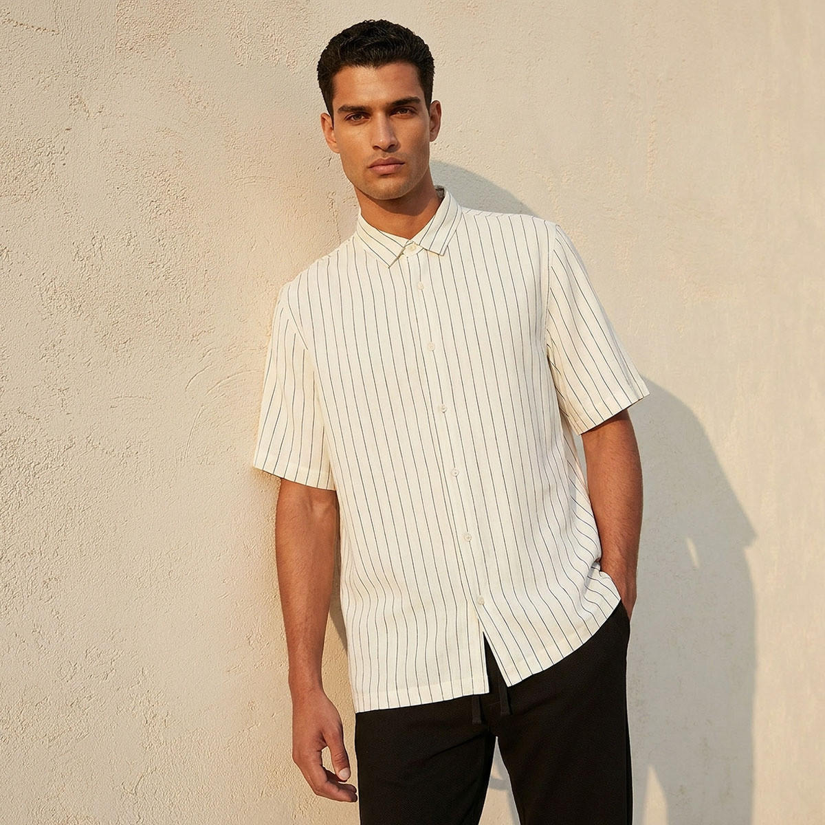 Splash Smart Regular Fit Collared Striped Short Sleeves Shirt-men-clothing-shirts-image-1