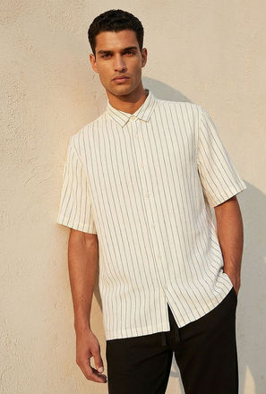 Splash Smart Regular Fit Collared Striped Short Sleeves Shirt-men-clothing-image-1