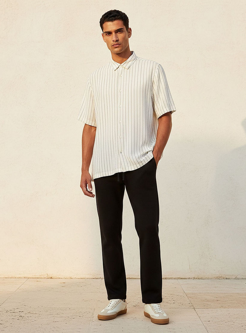 Splash Smart Regular Fit Collared Striped Short Sleeves Shirt-men-clothing-shirts-image-3