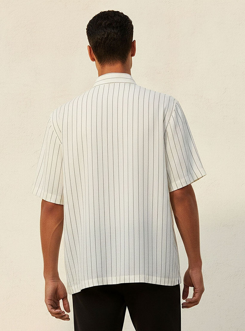 Splash Smart Regular Fit Collared Striped Short Sleeves Shirt-men-clothing-shirts-image-4