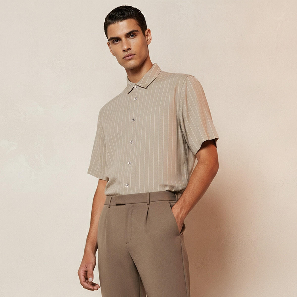 Splash Smart Regular Fit Collared Striped Short Sleeves Shirt-men-clothing-shirts-image-1