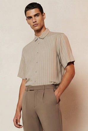 Splash Smart Regular Fit Collared Striped Short Sleeves Shirt-men-clothing-image-1