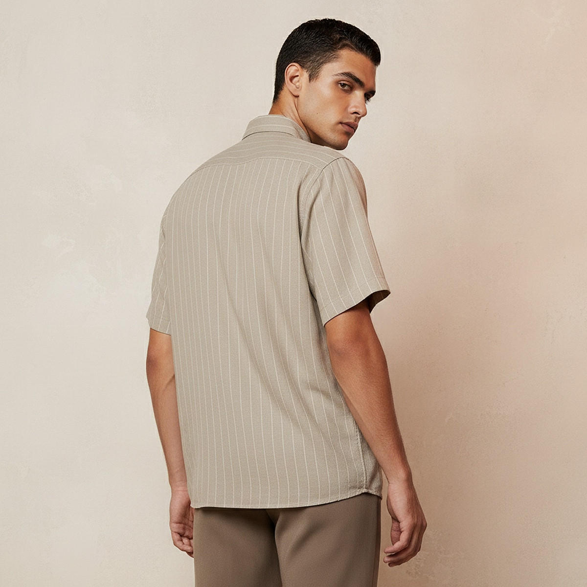 Splash Smart Regular Fit Collared Striped Short Sleeves Shirt-men-clothing-shirts-image-4