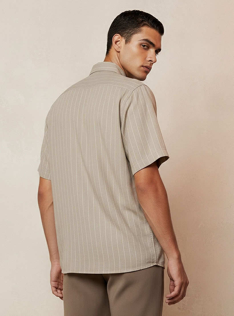 Splash Smart Regular Fit Collared Striped Short Sleeves Shirt-men-clothing-shirts-image-4