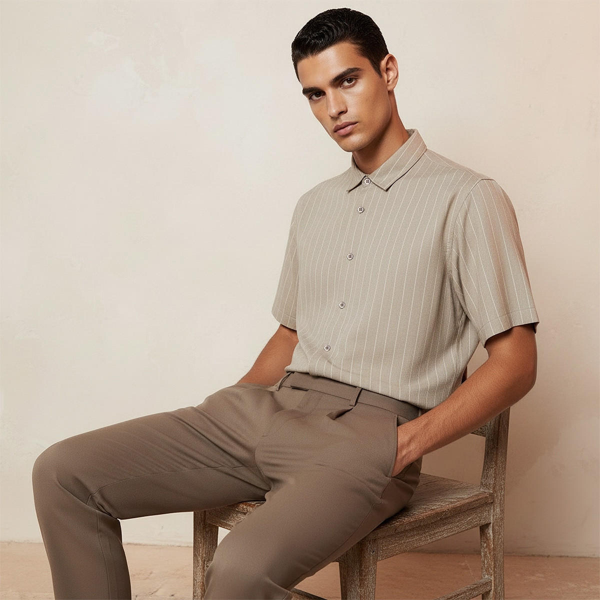 Splash Smart Regular Fit Collared Striped Short Sleeves Shirt-men-clothing-shirts-image-5