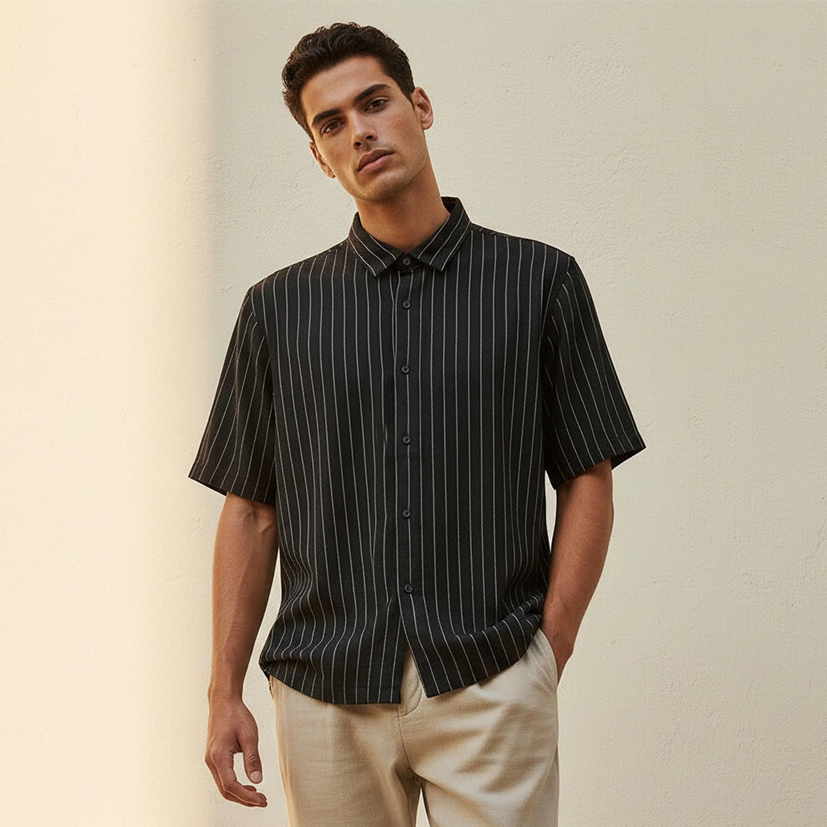 Splash Smart Regular Fit Collared Striped Short Sleeves Shirt-men-clothing-shirts-image-1