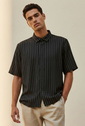 Splash Smart Regular Fit Collared Striped Short Sleeves Shirt-men-clothing-image-1
