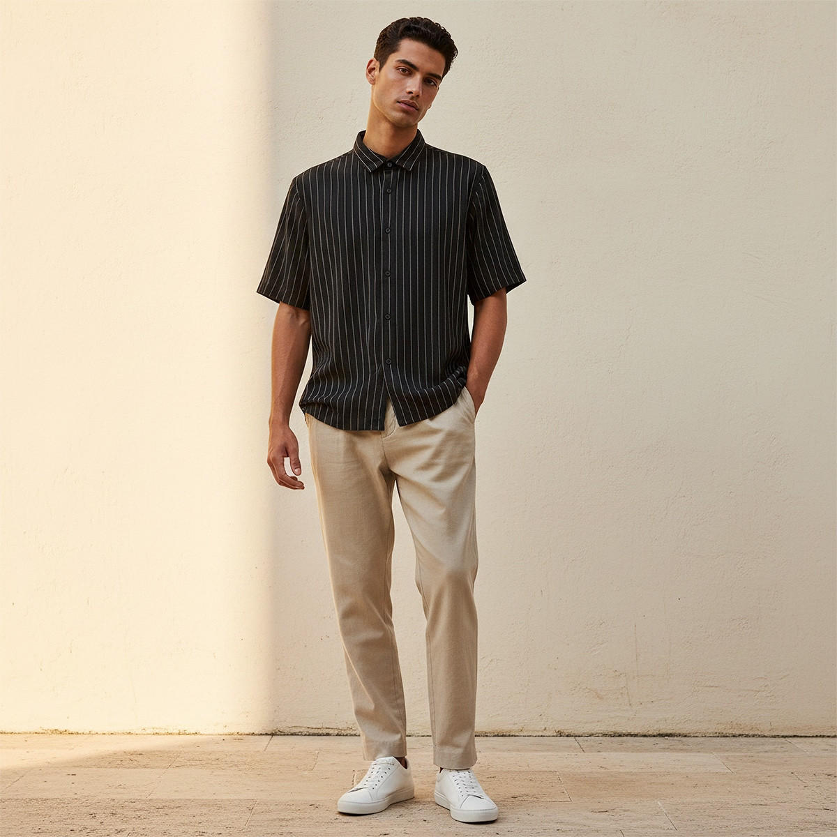 Splash Smart Regular Fit Collared Striped Short Sleeves Shirt-men-clothing-shirts-image-3