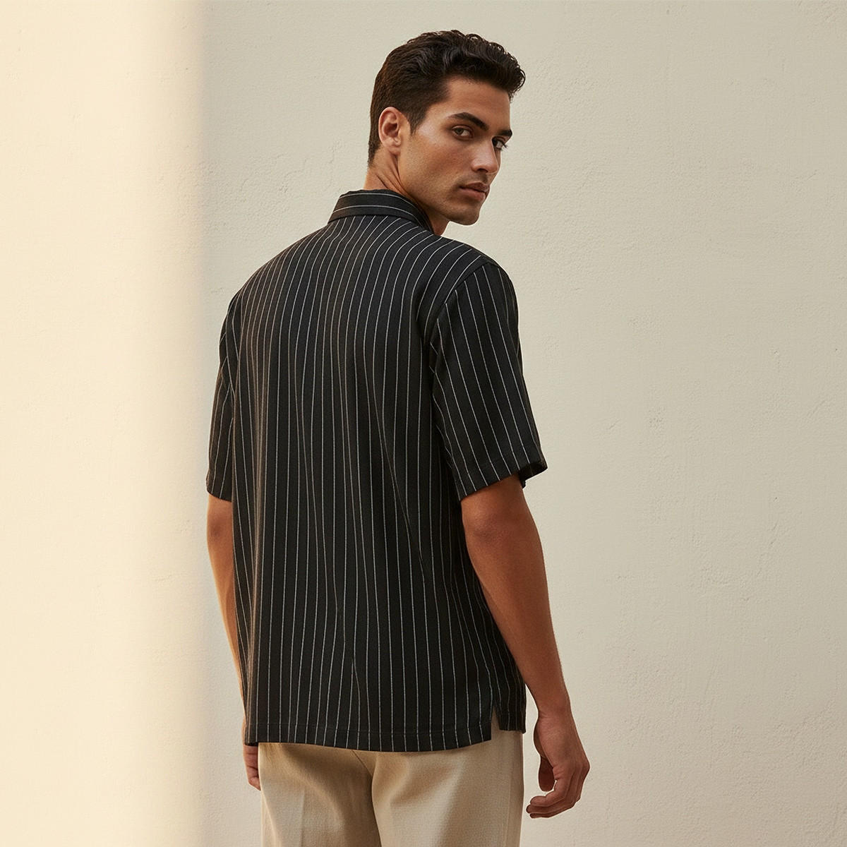 Splash Smart Regular Fit Collared Striped Short Sleeves Shirt-men-clothing-shirts-image-4