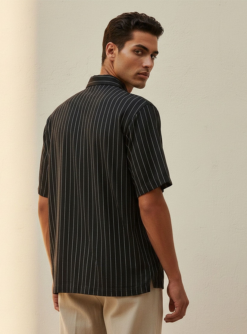 Splash Smart Regular Fit Collared Striped Short Sleeves Shirt-men-clothing-shirts-image-4