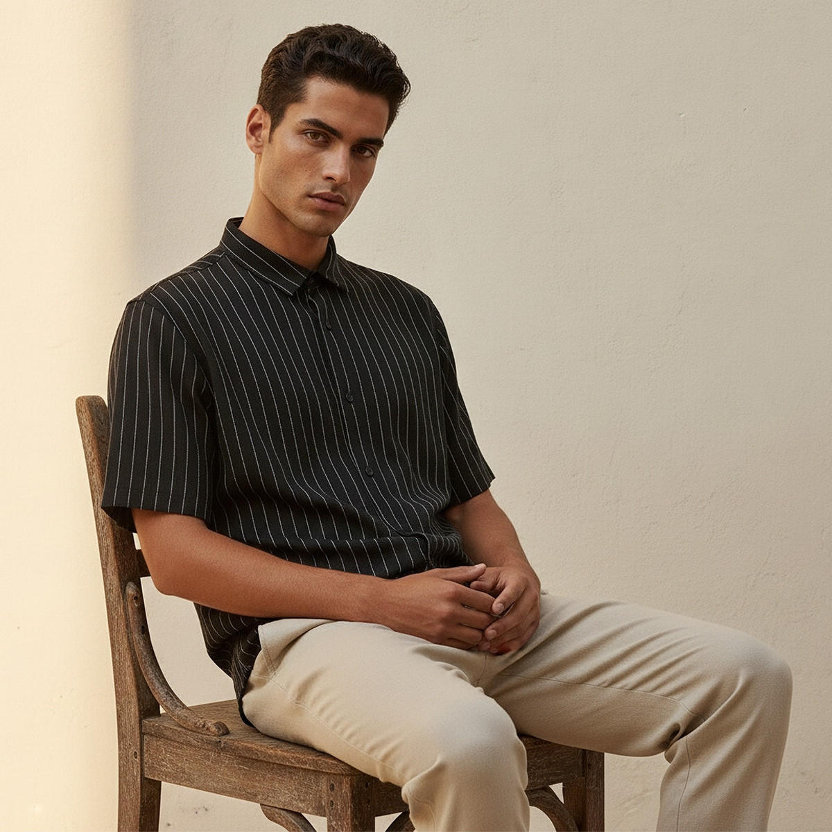 Splash Smart Regular Fit Collared Striped Short Sleeves Shirt-men-clothing-shirts-image-5