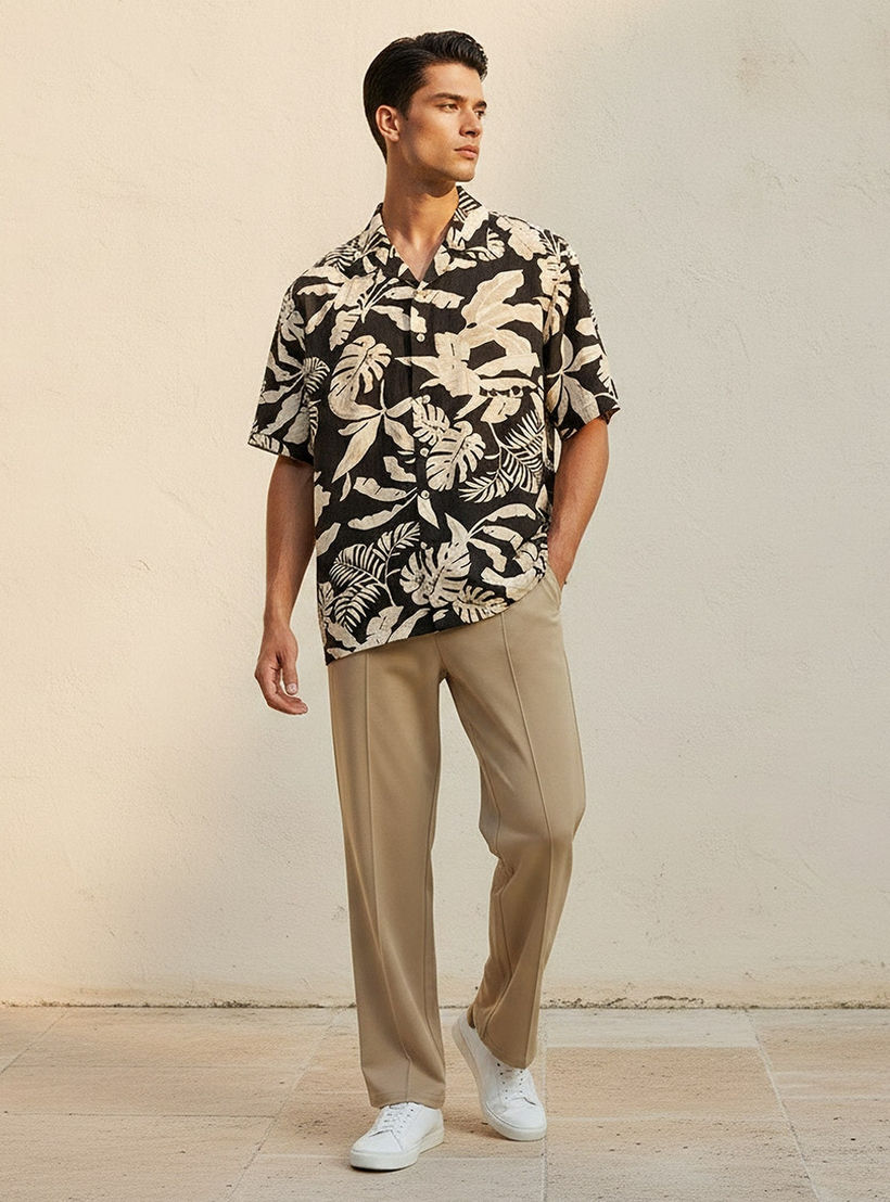 Splash Smart Regular Fit Collared Printed Short Sleeves Resort Shirt-men-clothing-shirts-image-3