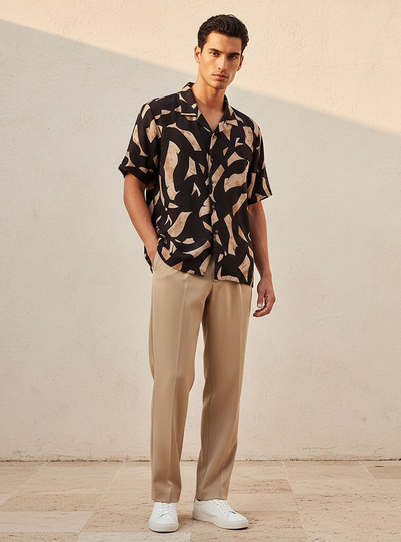 Splash Smart Regular Fit Collared Printed Short Sleeves Resort Shirt-men-clothing-shirts-image-3