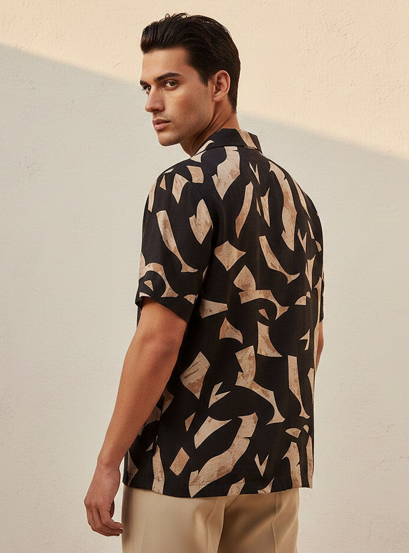 Splash Smart Regular Fit Collared Printed Short Sleeves Resort Shirt-men-clothing-shirts-image-4