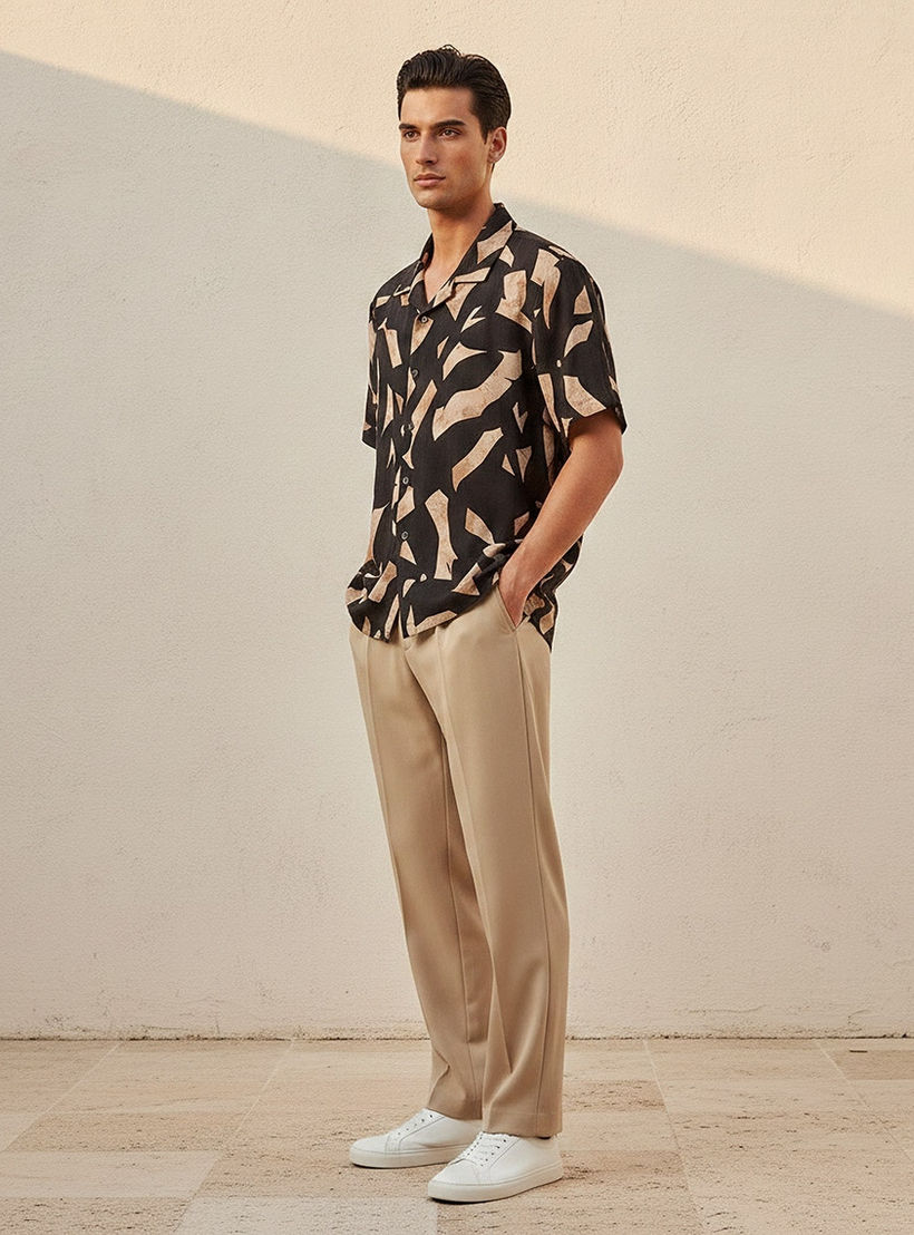 Splash Smart Regular Fit Collared Printed Short Sleeves Resort Shirt-men-clothing-shirts-image-5