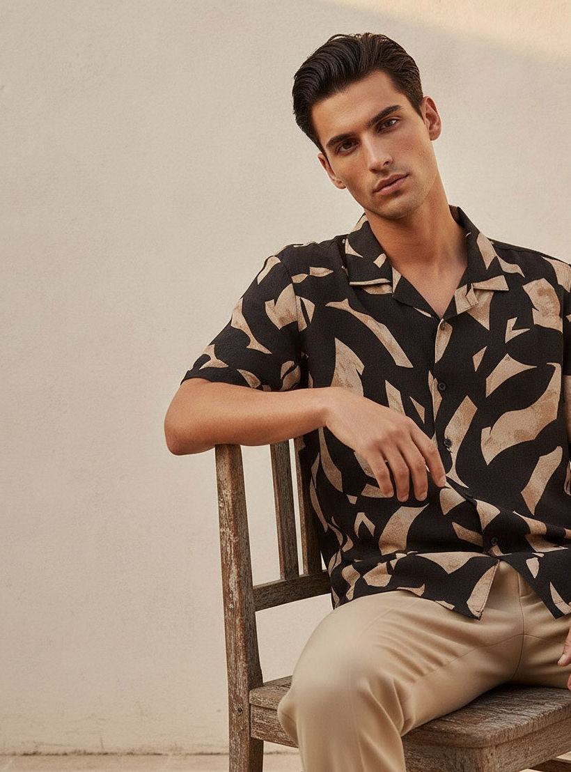 Splash Smart Regular Fit Collared Printed Short Sleeves Resort Shirt-men-clothing-shirts-image-6