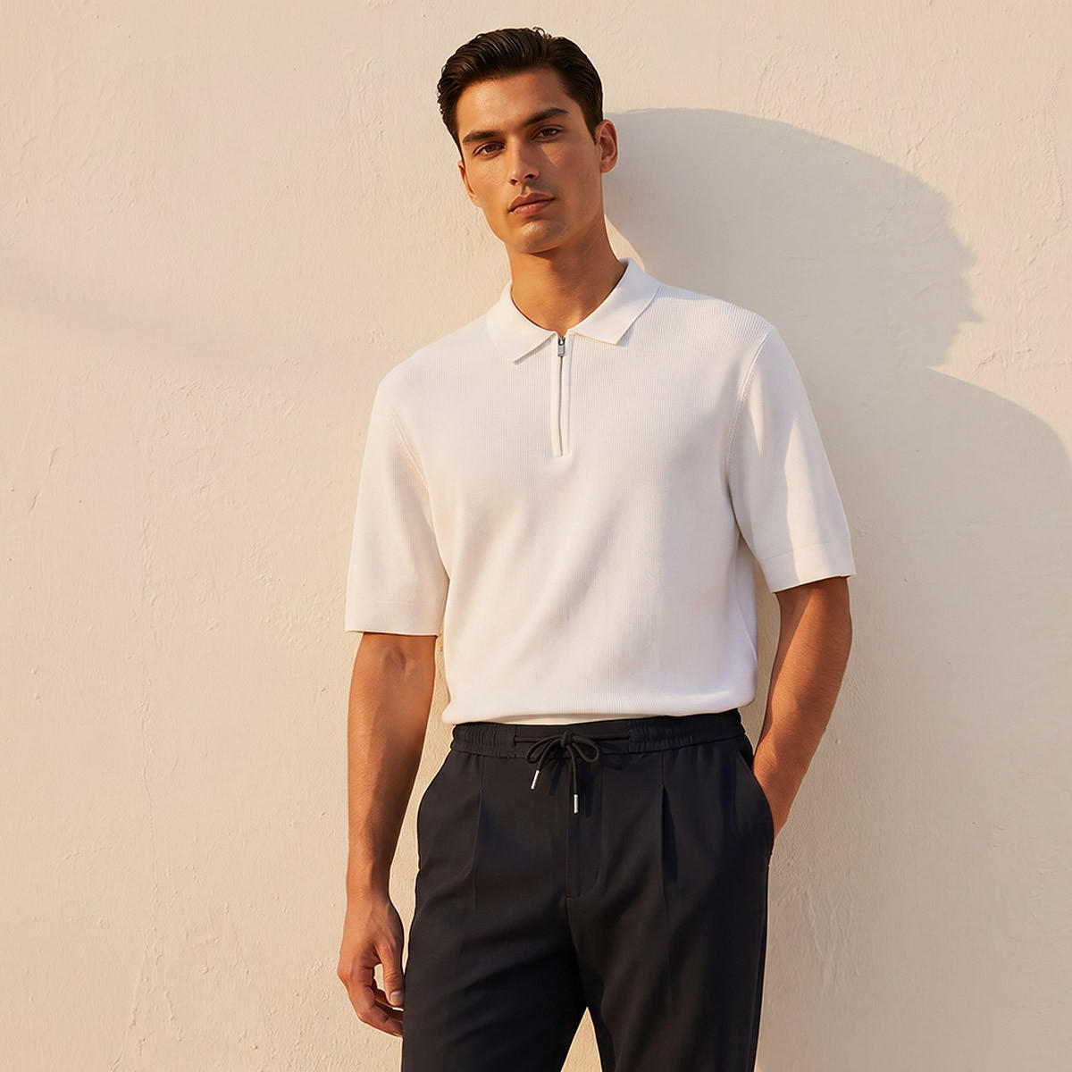 Men Short Sleeves Textured Polo T-shirt-men-clothing-tshirtsandpolos-polos-image-1