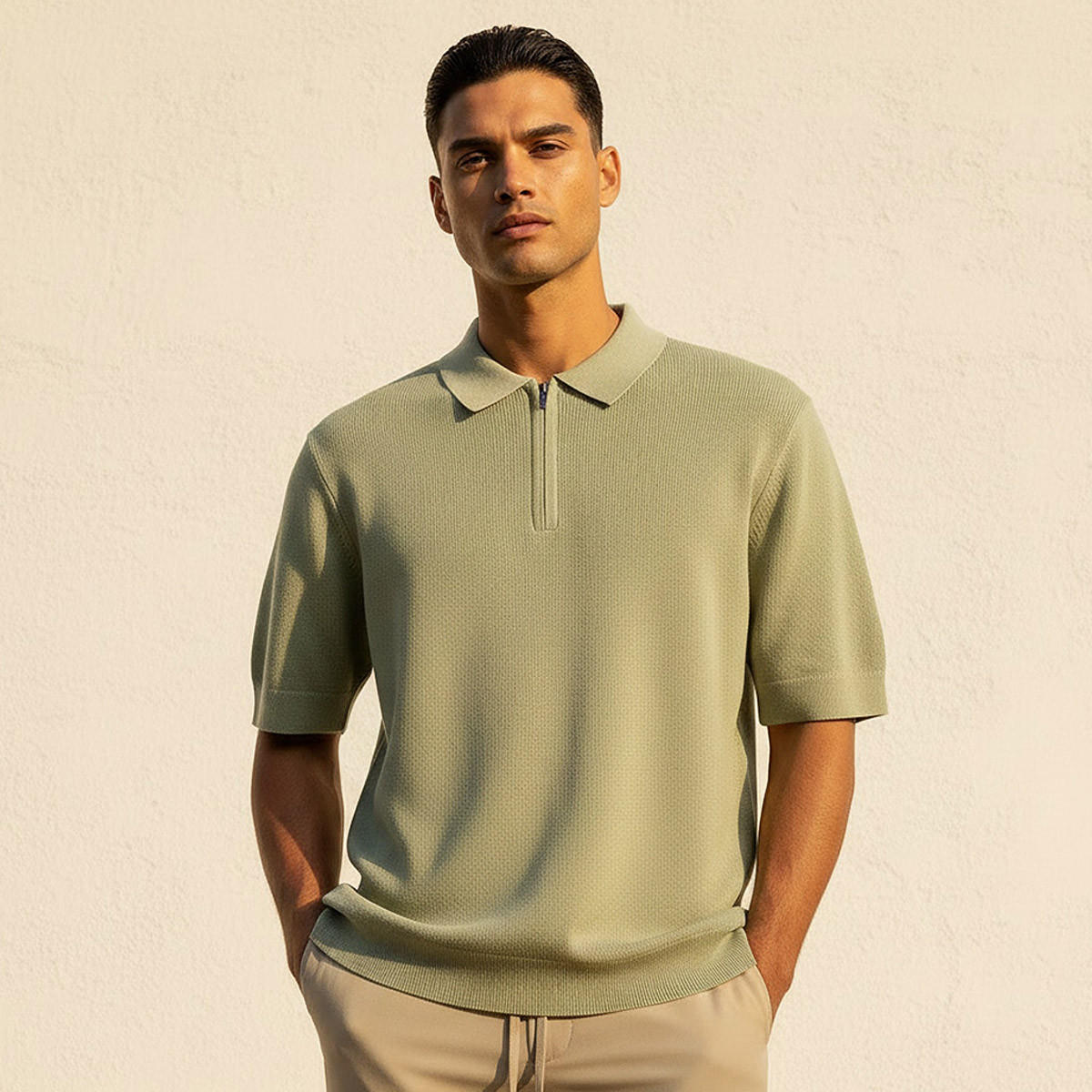 Men Short Sleeves Textured Polo T-shirt-men-clothing-tshirtsandpolos-polos-image-1