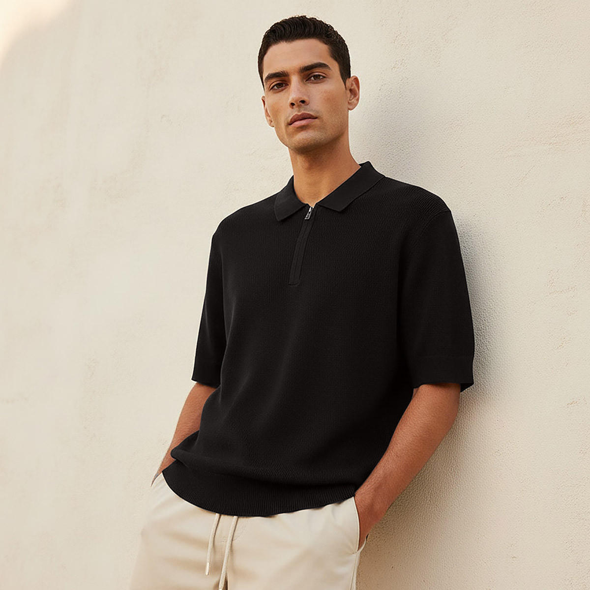 Men Short Sleeves Textured Polo T-shirt-men-clothing-tshirtsandpolos-polos-image-1
