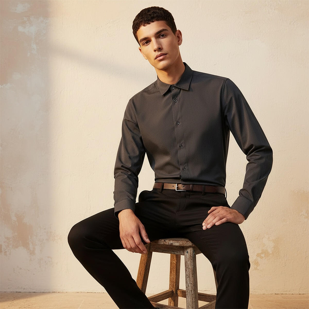 Splash Smart Regular Fit Collared Long Sleeves Shirt-men-clothing-shirts-image-5