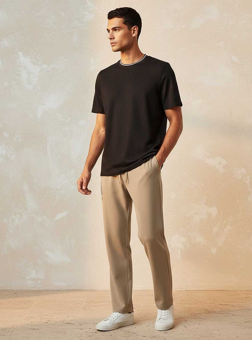Splash Smart Regular Fit Crew Neck Short Sleeves Jacquard T-shirt-men-clothing-tshirtsandpolos-tshirts-image-3