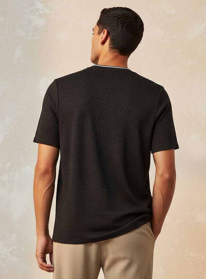Splash Smart Regular Fit Crew Neck Short Sleeves Jacquard T-shirt-men-clothing-tshirtsandpolos-tshirts-image-4