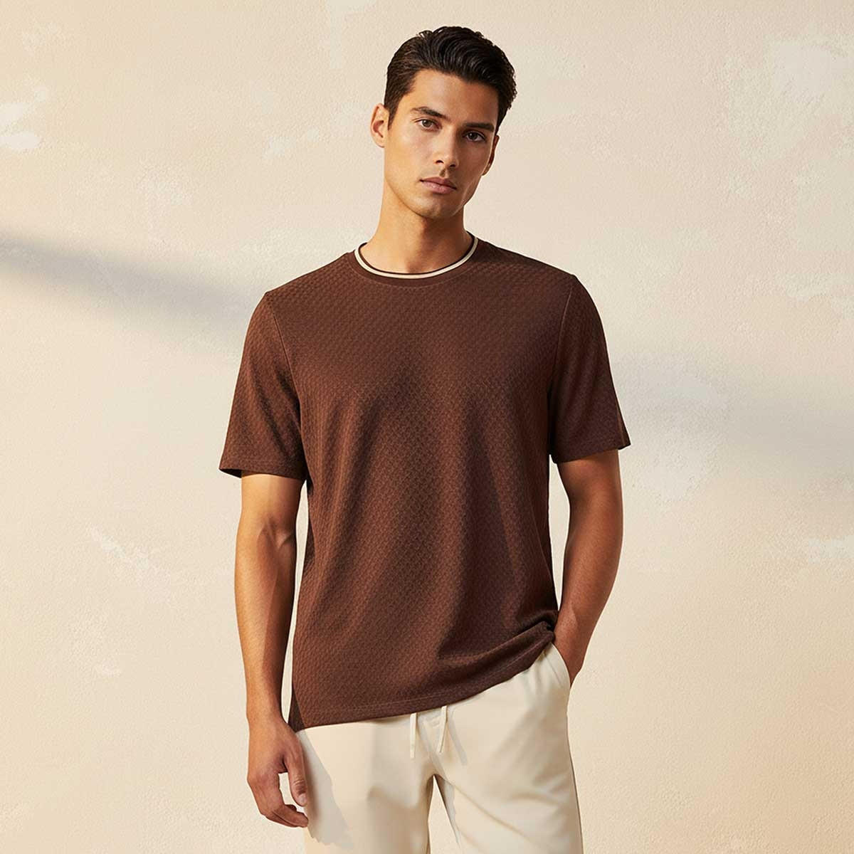 Splash Smart Regular Fit Crew Neck Short Sleeves Jacquard T-shirt-men-clothing-tshirtsandpolos-tshirts-image-1