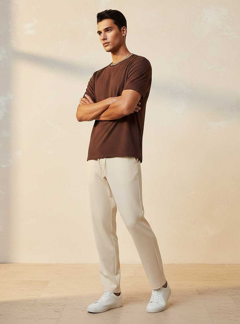Splash Smart Regular Fit Crew Neck Short Sleeves Jacquard T-shirt-men-clothing-tshirtsandpolos-tshirts-image-3