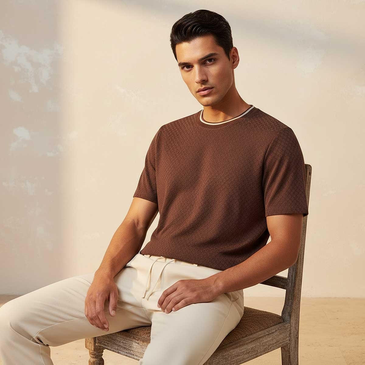 Splash Smart Regular Fit Crew Neck Short Sleeves Jacquard T-shirt-men-clothing-tshirtsandpolos-tshirts-image-5