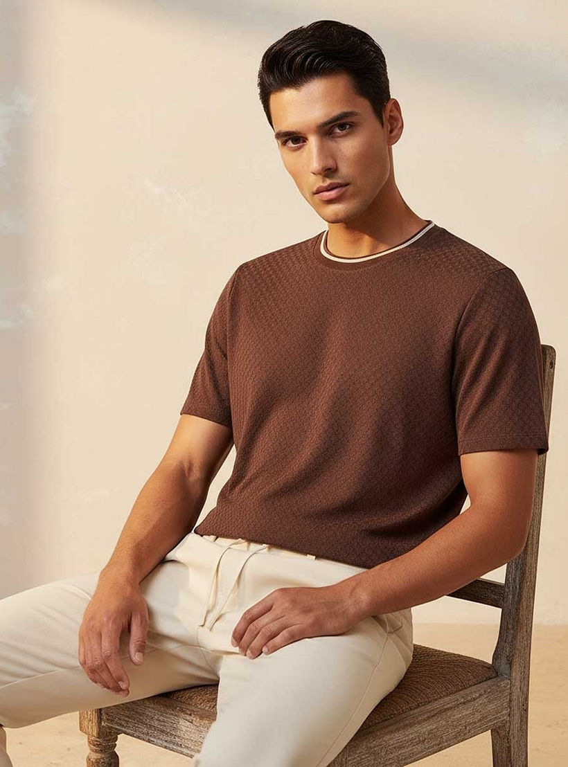 Splash Smart Regular Fit Crew Neck Short Sleeves Jacquard T-shirt-men-clothing-tshirtsandpolos-tshirts-image-5