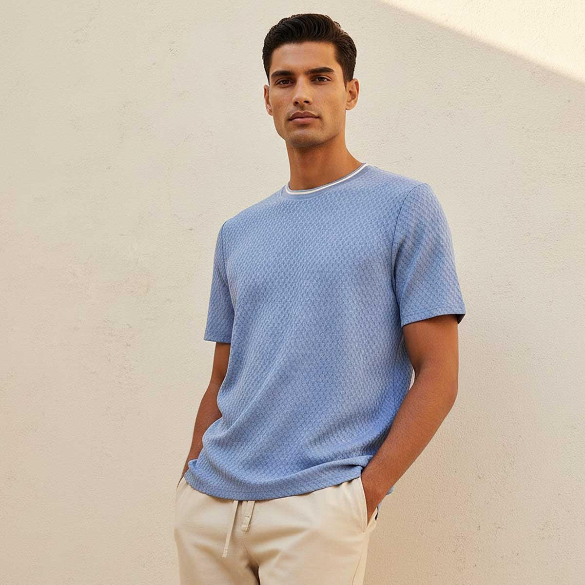 Splash Smart Regular Fit Crew Neck Short Sleeves Jacquard T-shirt-men-clothing-tshirtsandpolos-tshirts-image-1
