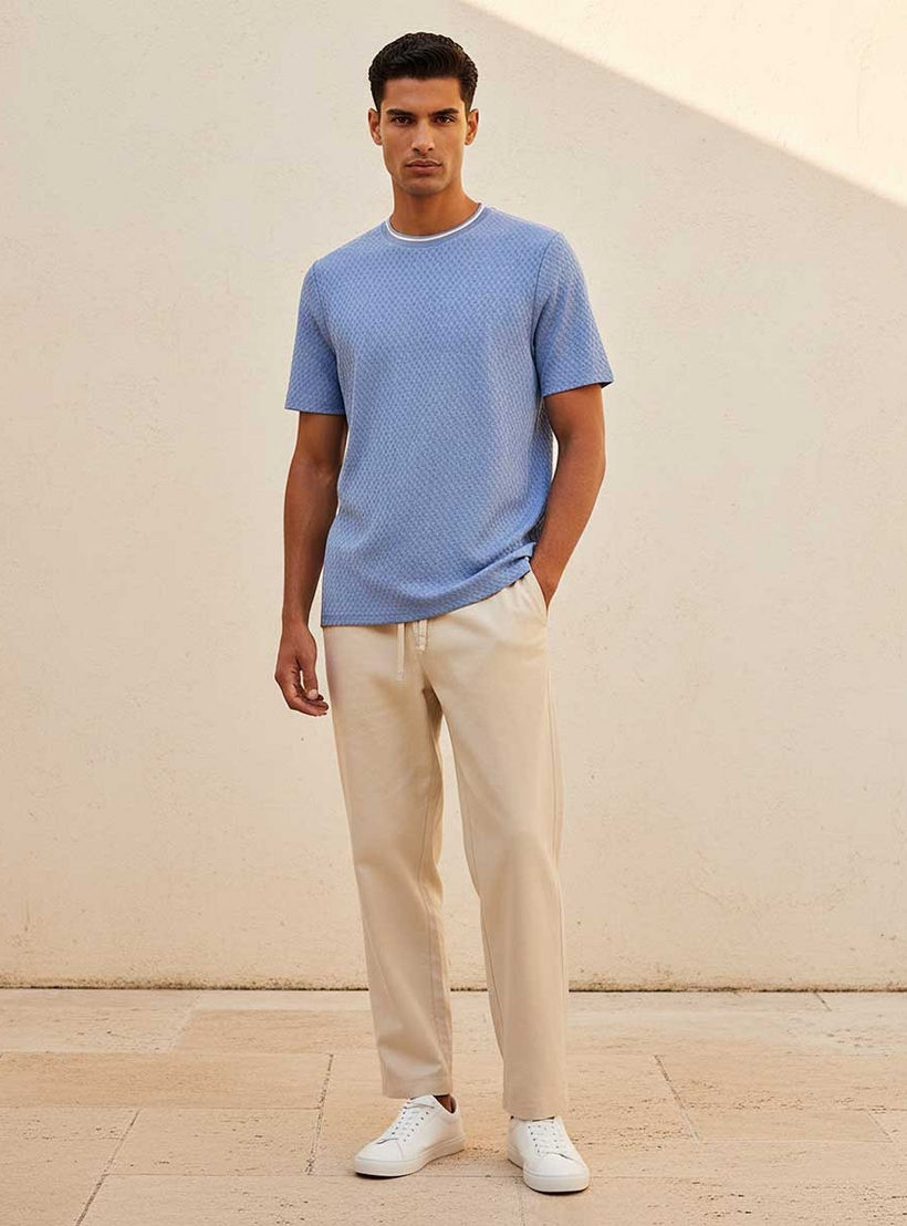Splash Smart Regular Fit Crew Neck Short Sleeves Jacquard T-shirt-men-clothing-tshirtsandpolos-tshirts-image-3