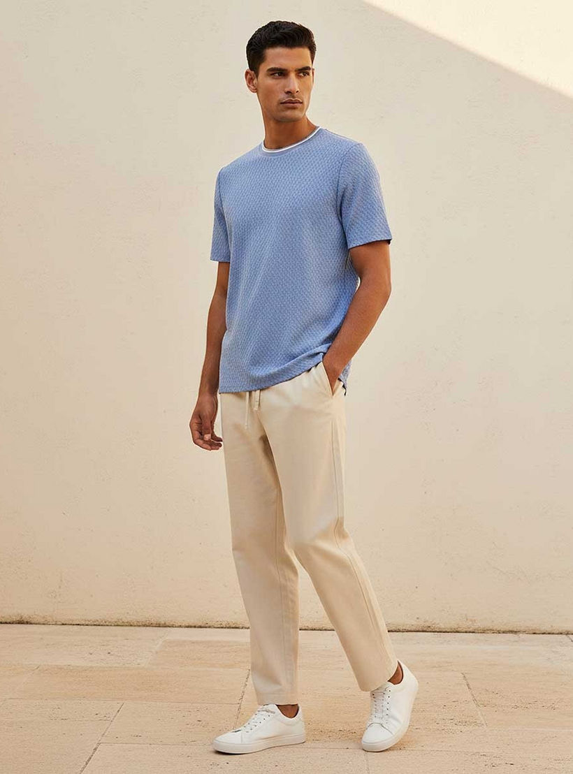 Splash Smart Regular Fit Crew Neck Short Sleeves Jacquard T-shirt-men-clothing-tshirtsandpolos-tshirts-image-5